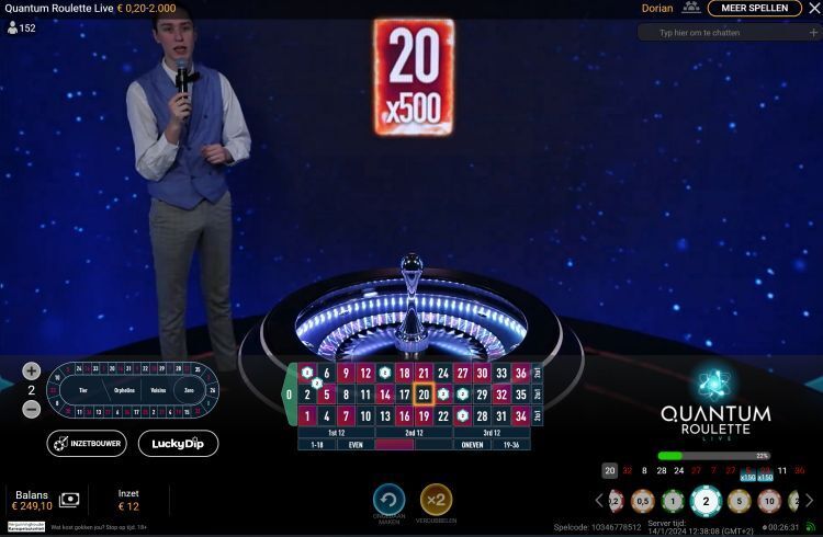 Quantum Roulette playtech max vermenigvuldiger