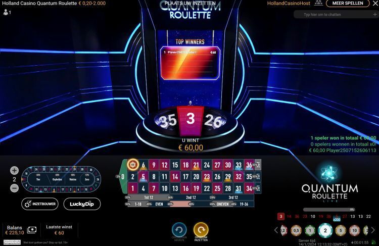 Quantum Roulette playtech winst